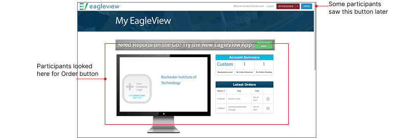 EagleView order button repositioning