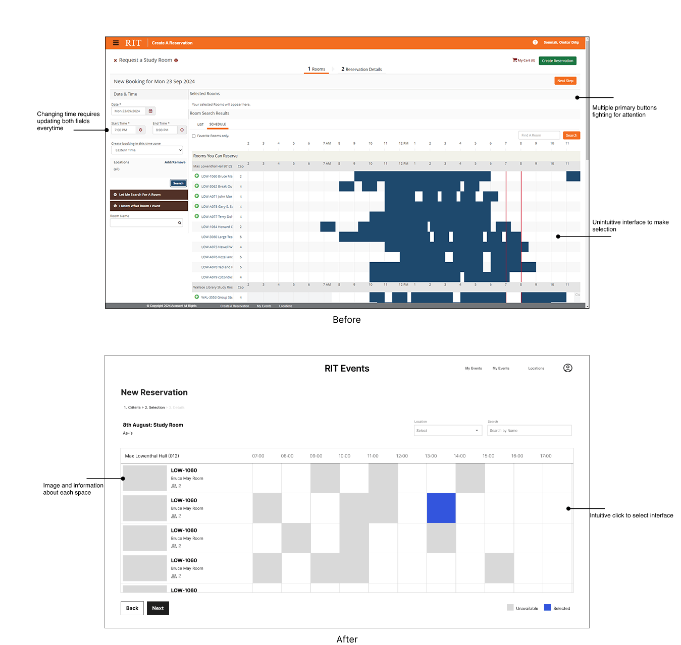 RIT booking portal redesign