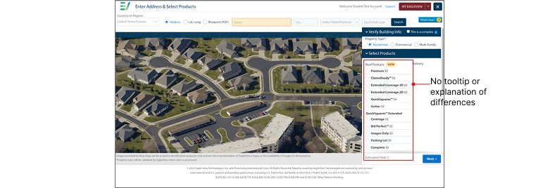 EagleView order button repositioning