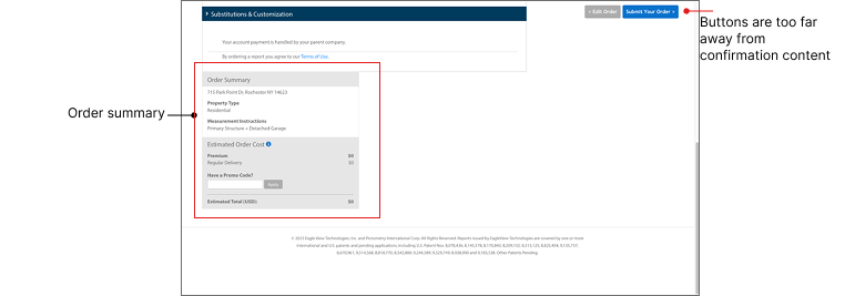 EagleView order button repositioning