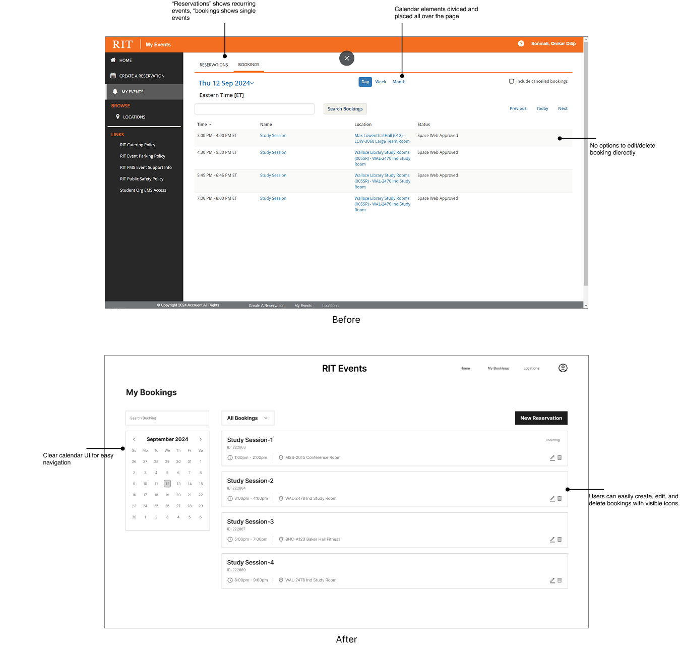 RIT booking portal redesign