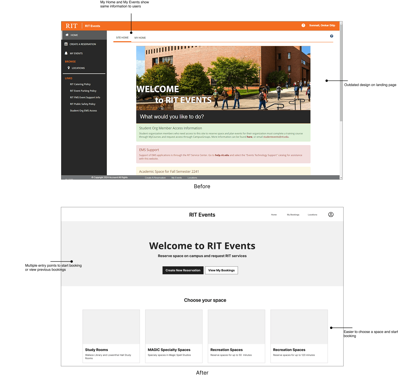 RIT booking portal redesign