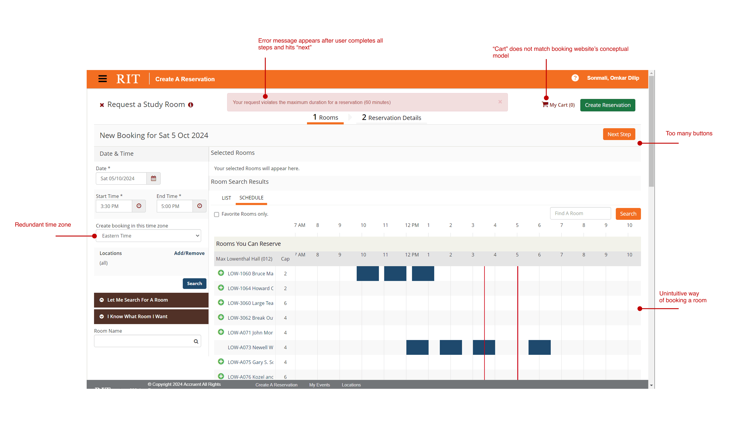RIT booking portal redesign